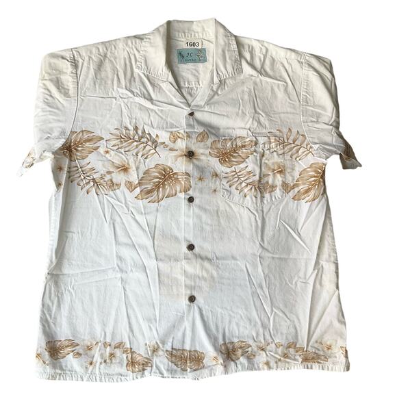 JC Hawaii  Men’s Short Sleeve Button Down Shirt size M, Floral White - Picture 1 of 7
